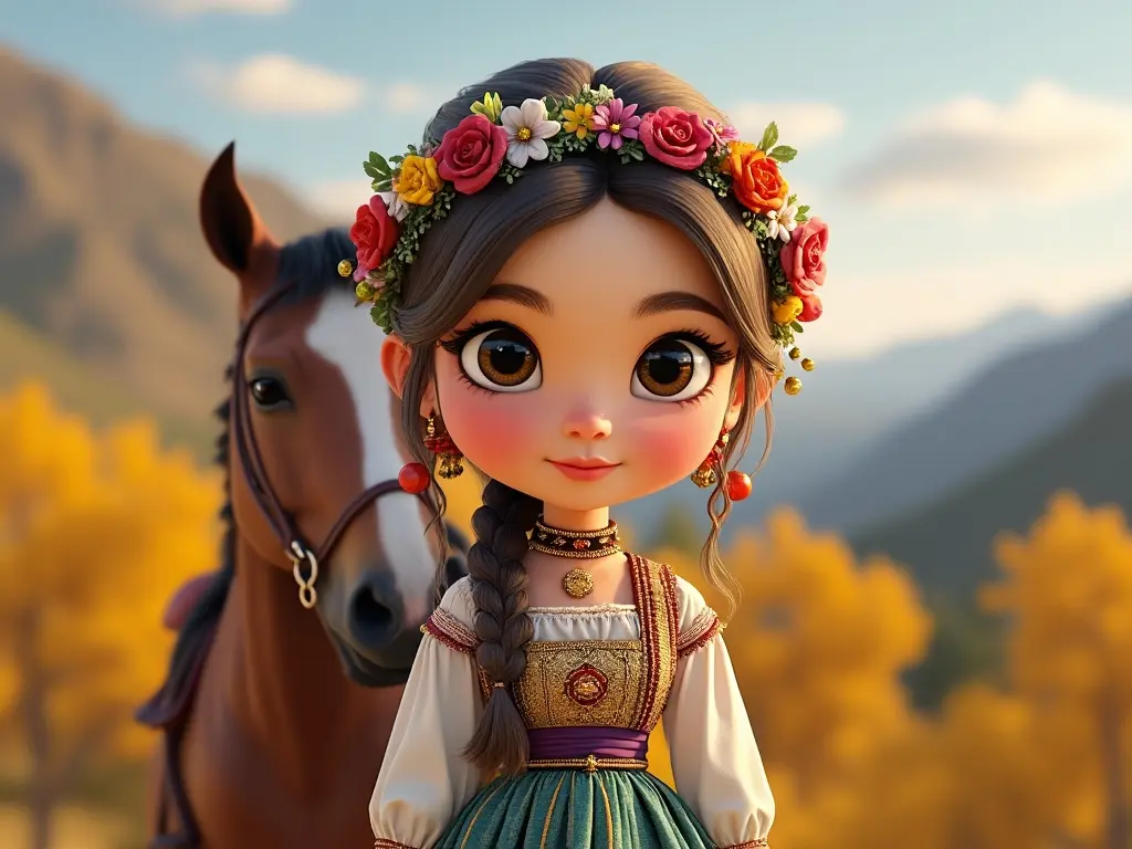 3D character of a girl with a horse