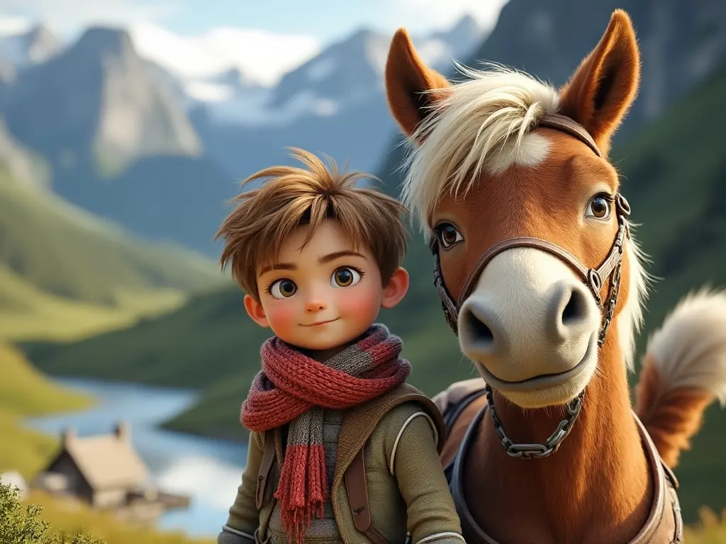 3D character of a boy with a horse