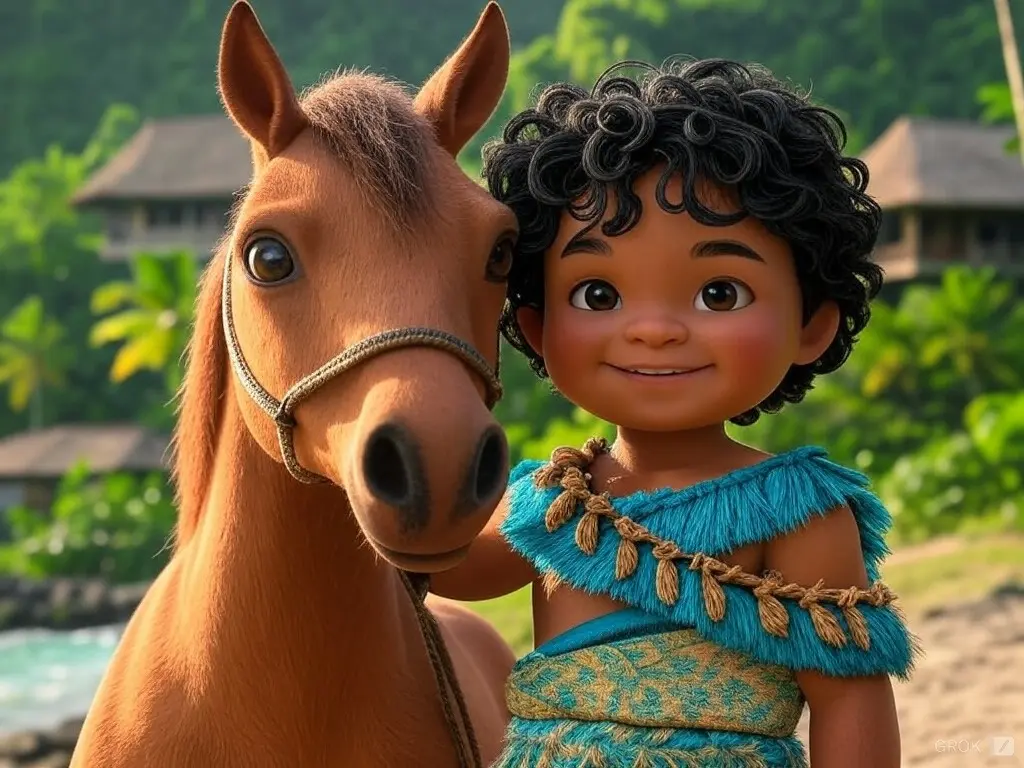 3D character of a boy with a horse