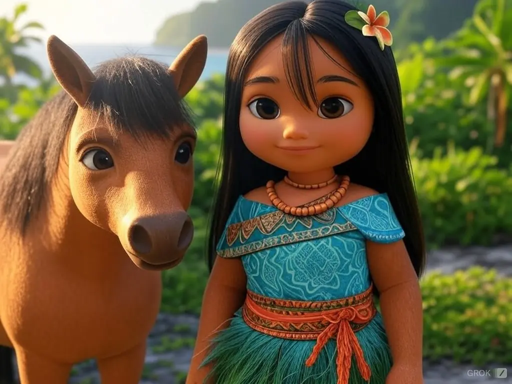 3D character of a girl with a horse