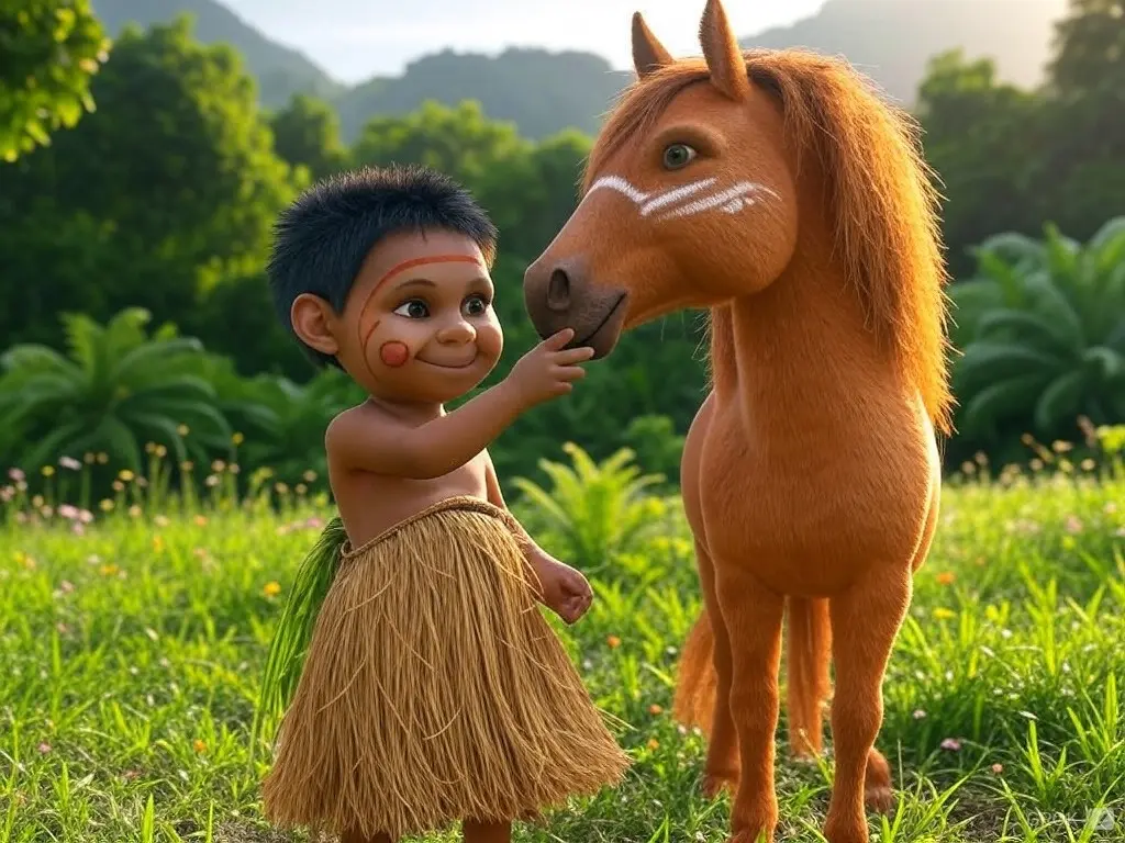 3D character of a boy with a horse