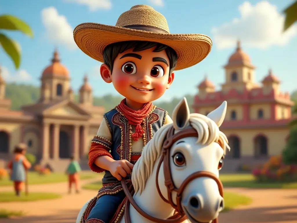 3D character of a boy with a horse