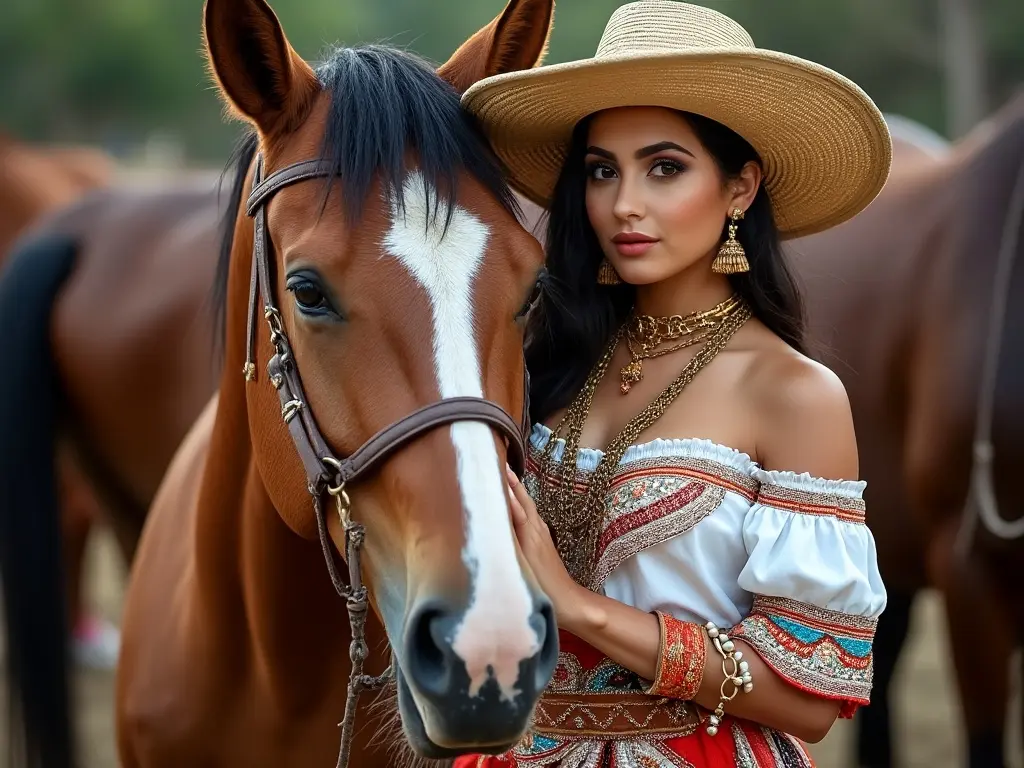 Traditional Paraguayan woman with a horse