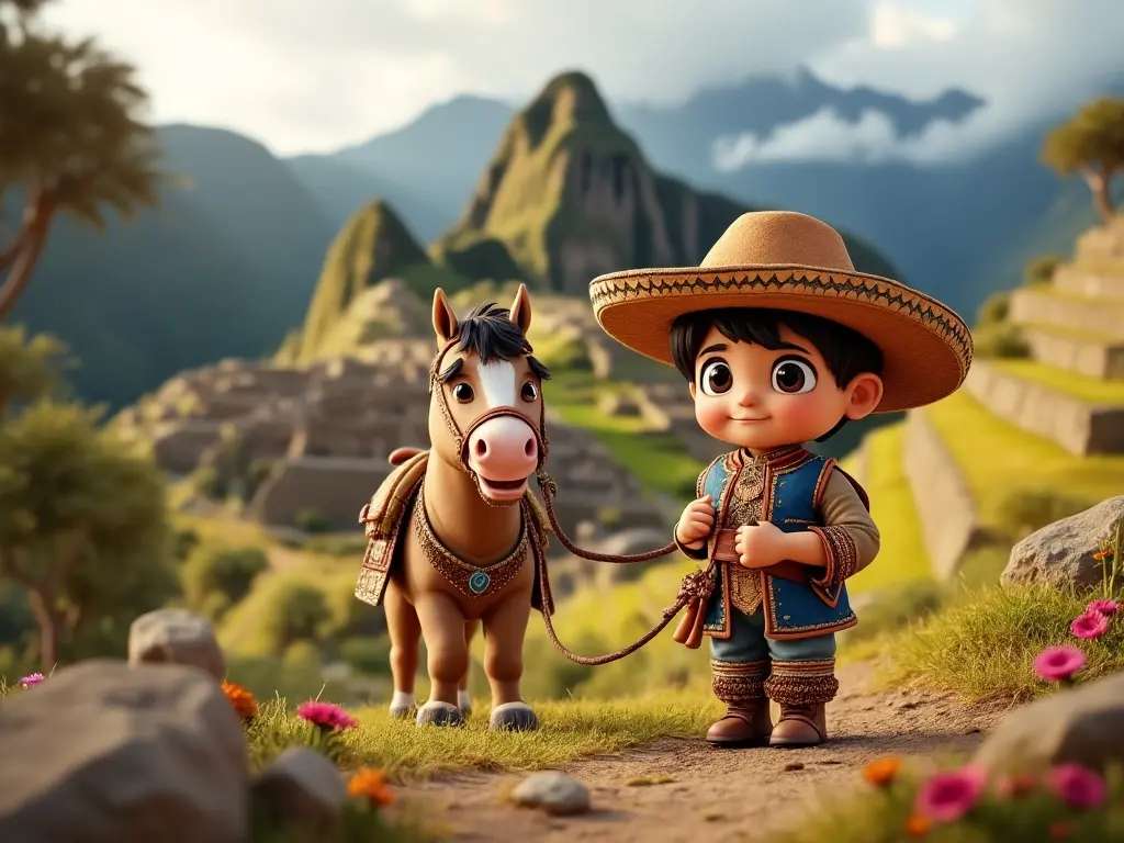 3D character of a boy with a horse