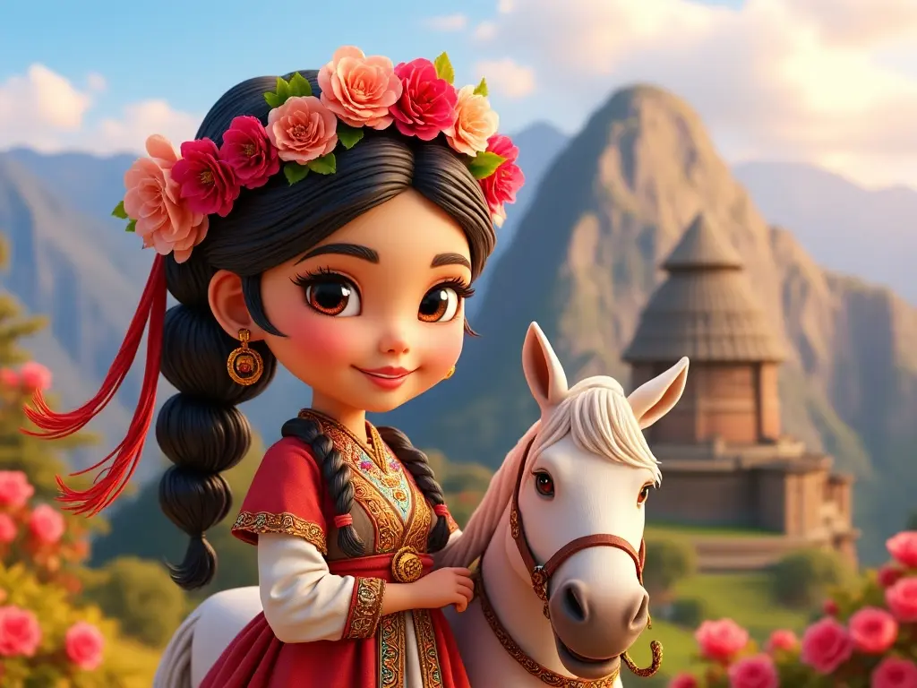 3D character of a girl with a horse