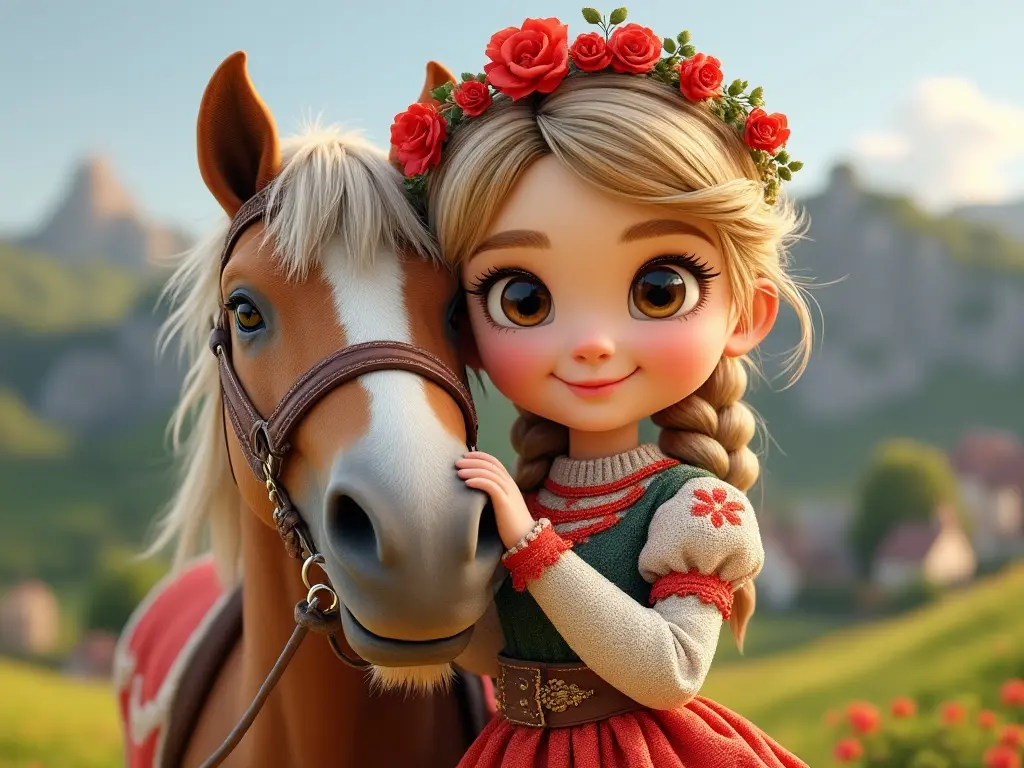 3D character of a girl with a horse