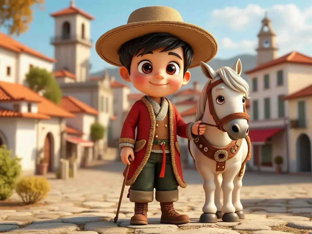 3D character of a boy with a horse