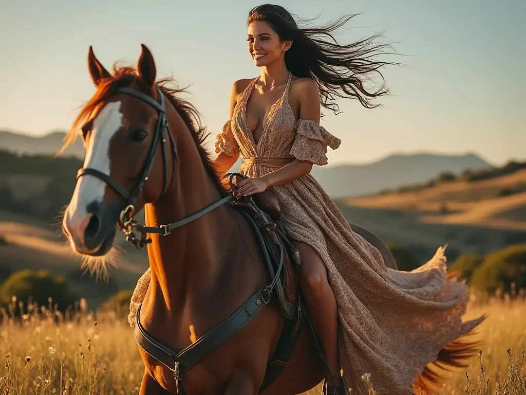 Traditional Portuguese woman with a horse