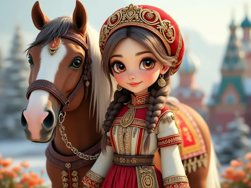 3D character of a girl with a horse