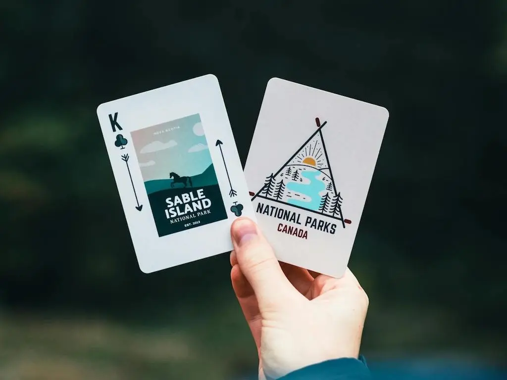 Playing cards with Sable Island on them