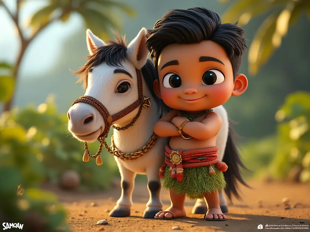 3D character of a boy with a horse
