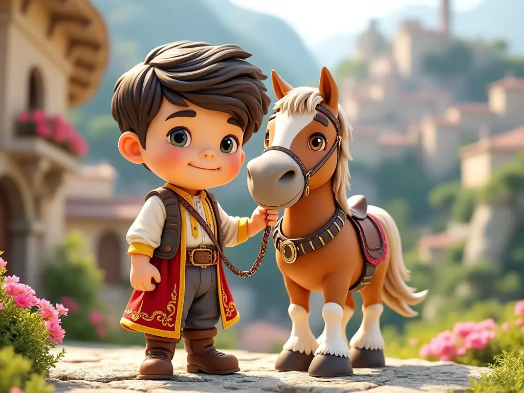 3D character of a boy with a horse