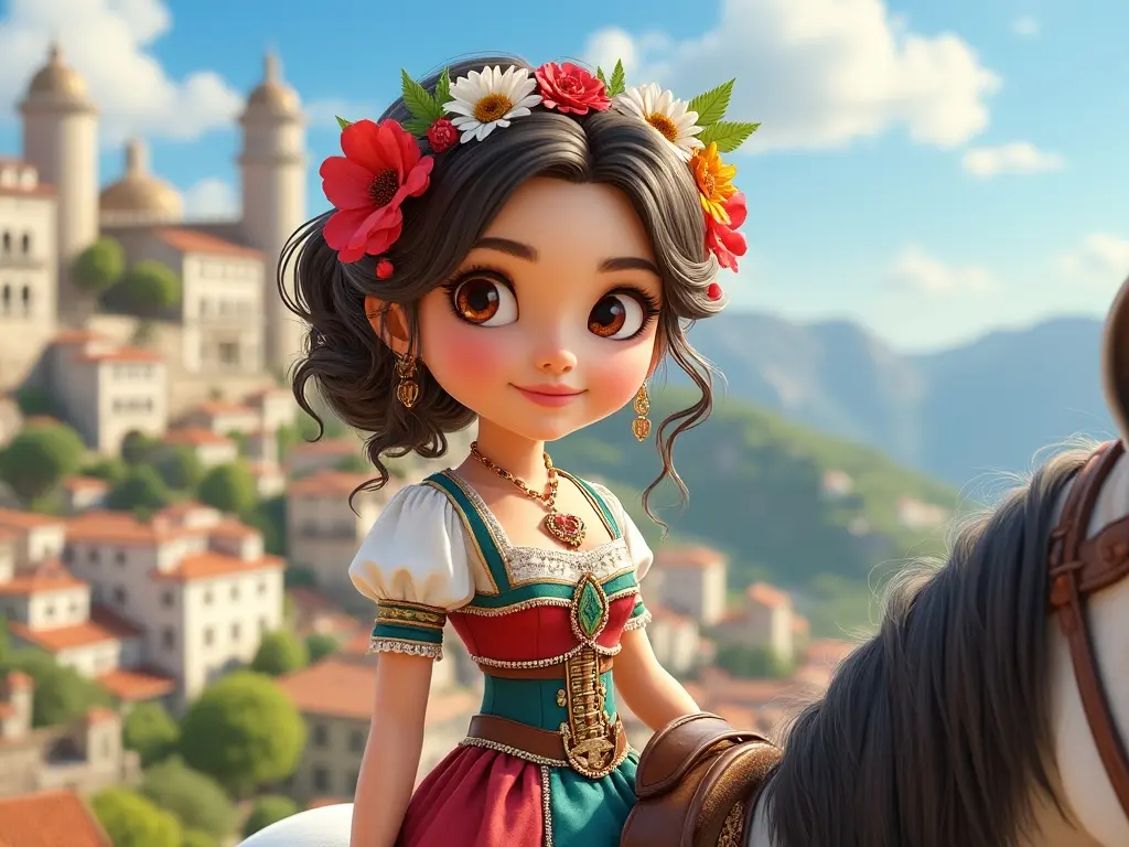 3D character of a girl with a horse