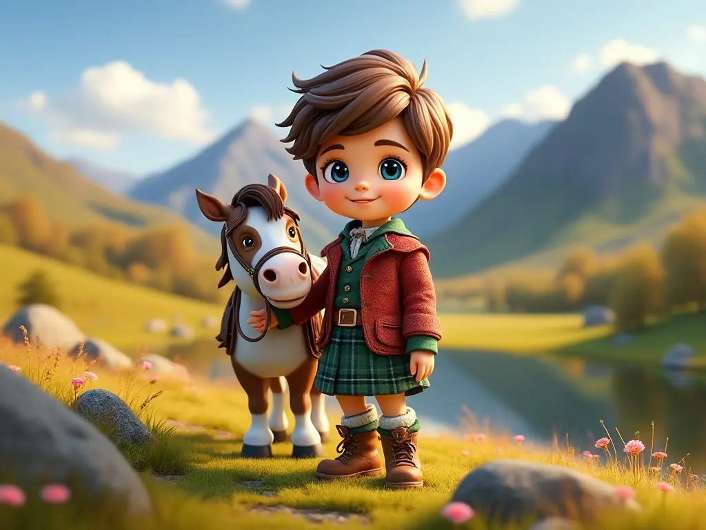 3D character of a boy with a horse