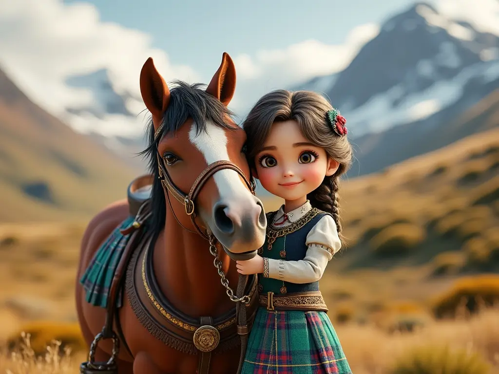 3D character of a girl with a horse