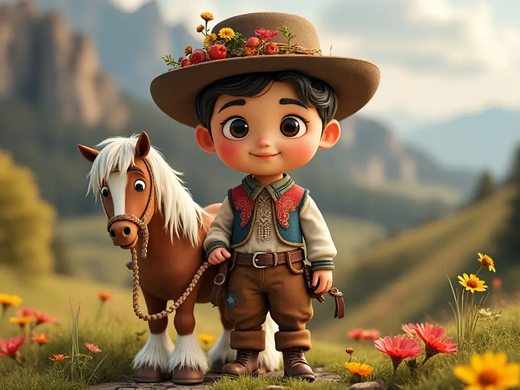 3D character of a boy with a horse