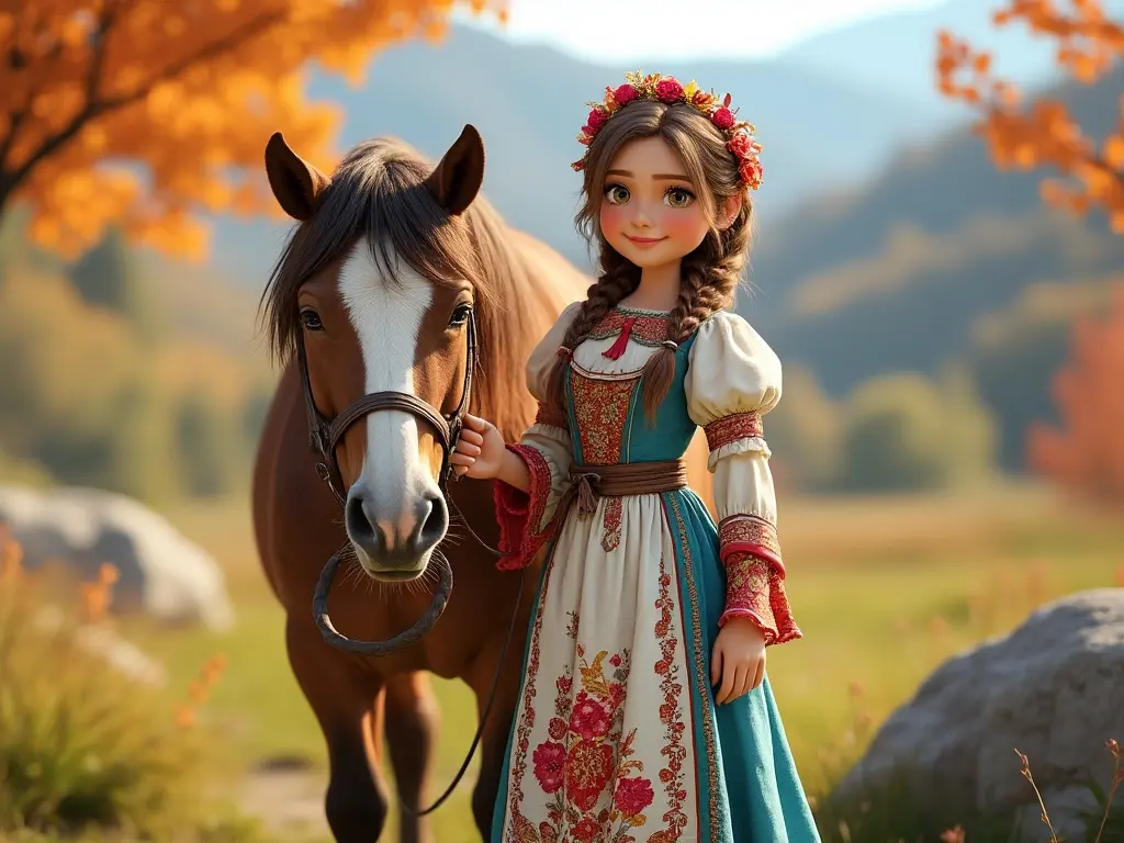 3D character of a girl with a horse