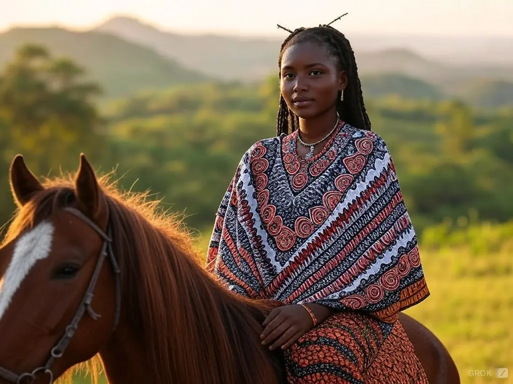 Traditional Sierra Leone woman with a horse