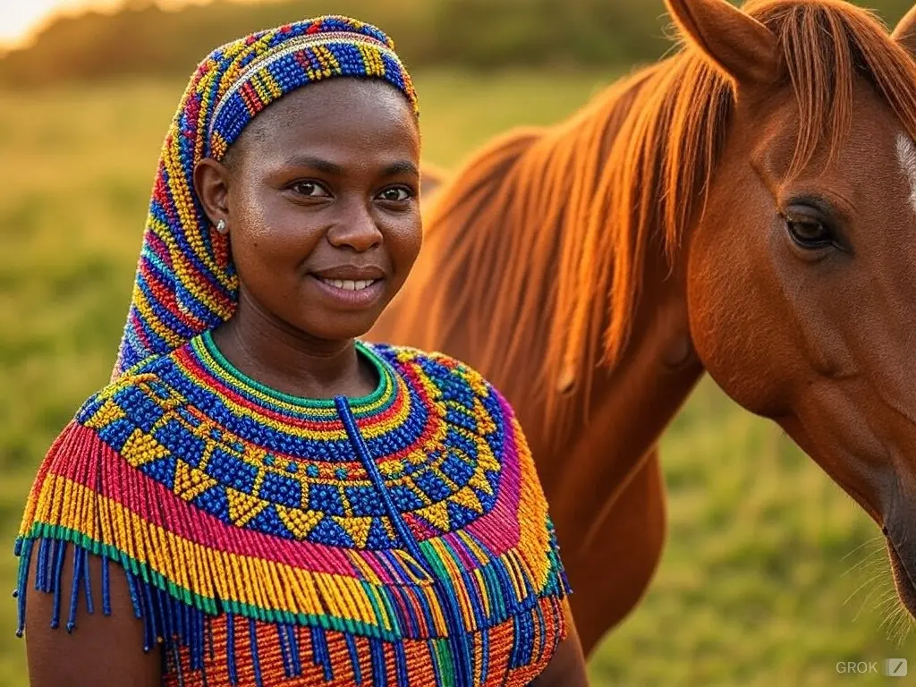 Traditional Sierra Leone woman with a horse