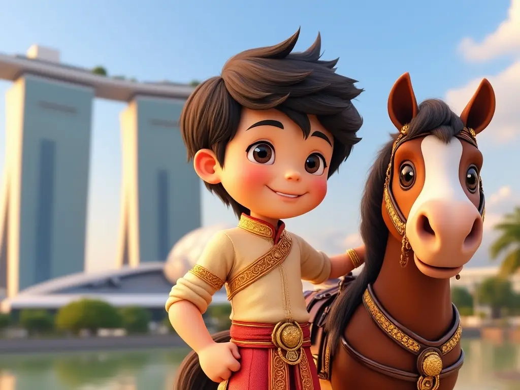 3D character of a boy with a horse