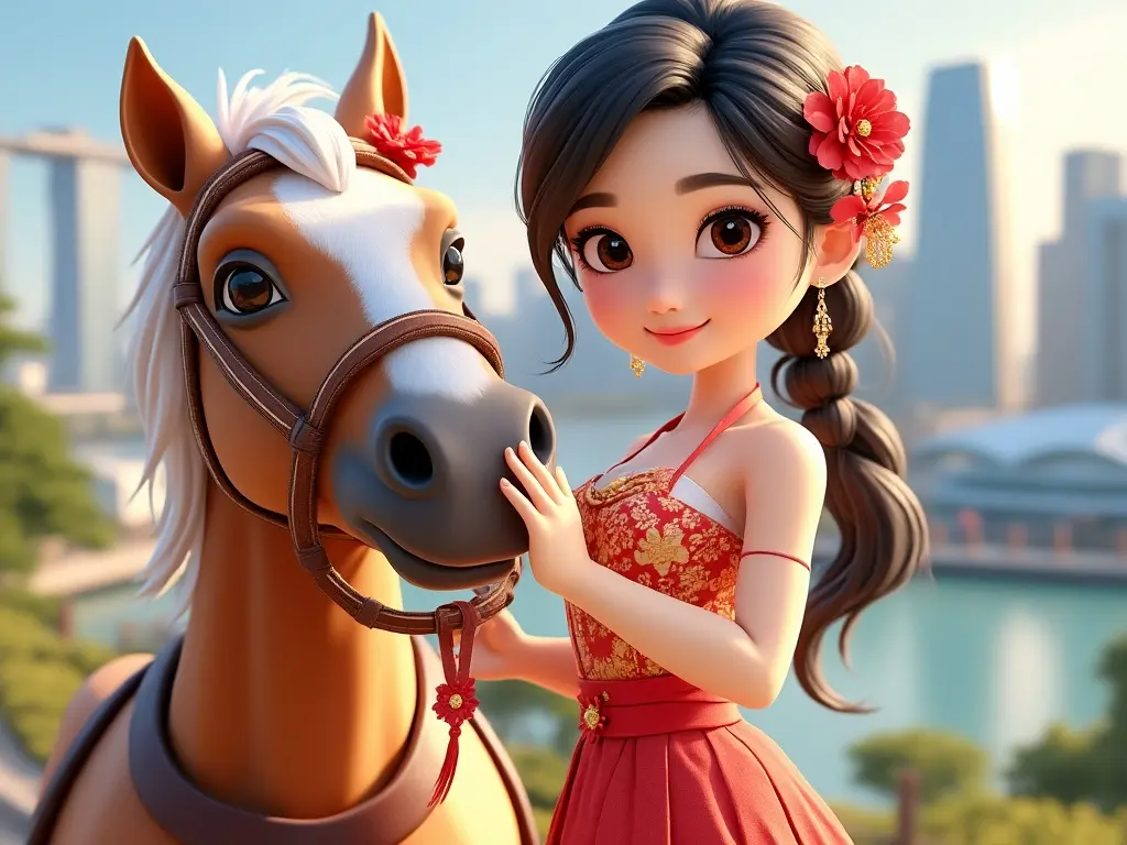 3D character of a girl with a horse