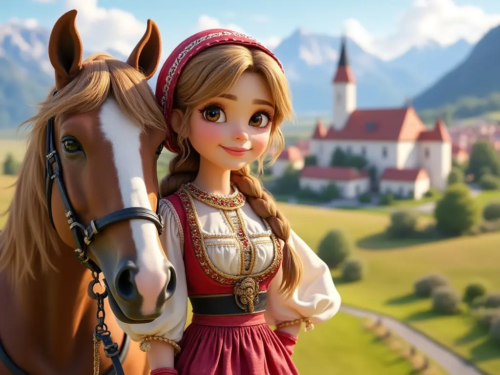 3D character of a girl with a horse