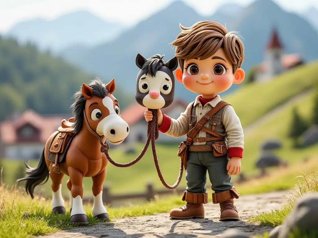 3D character of a boy with a horse