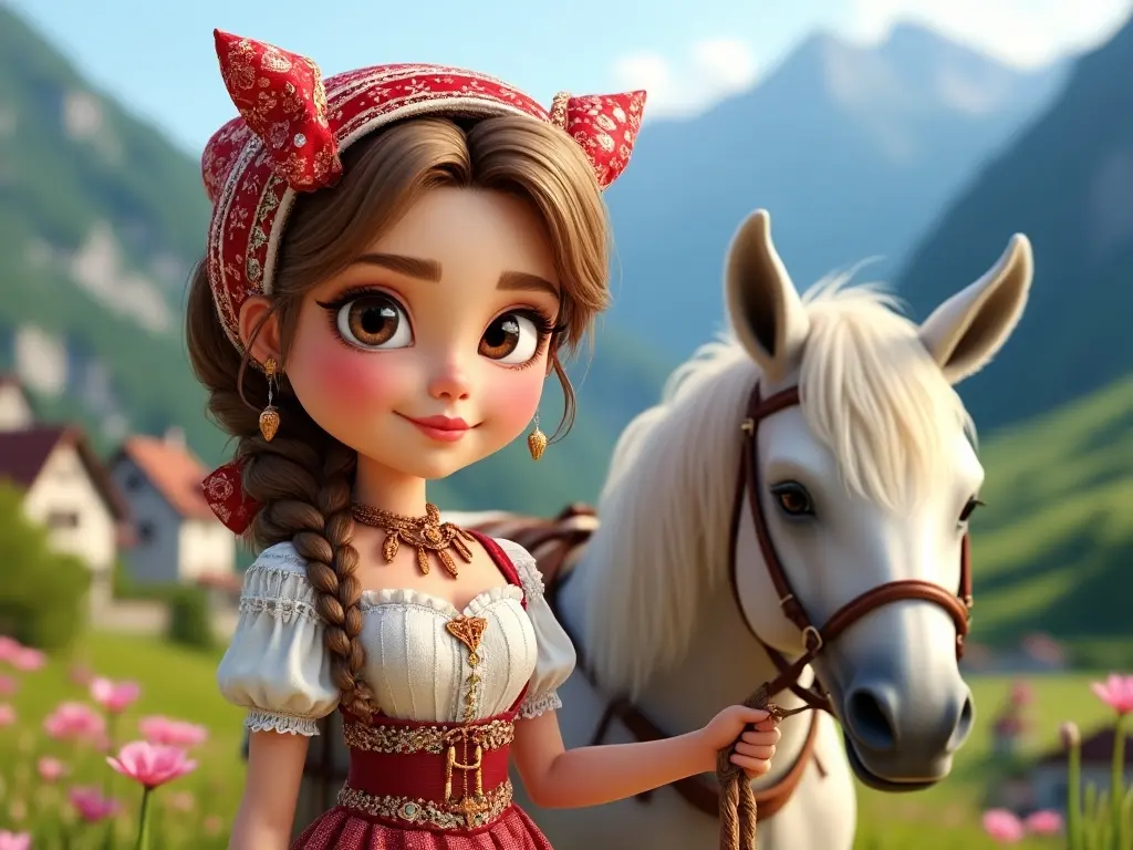 3D character of a girl with a horse