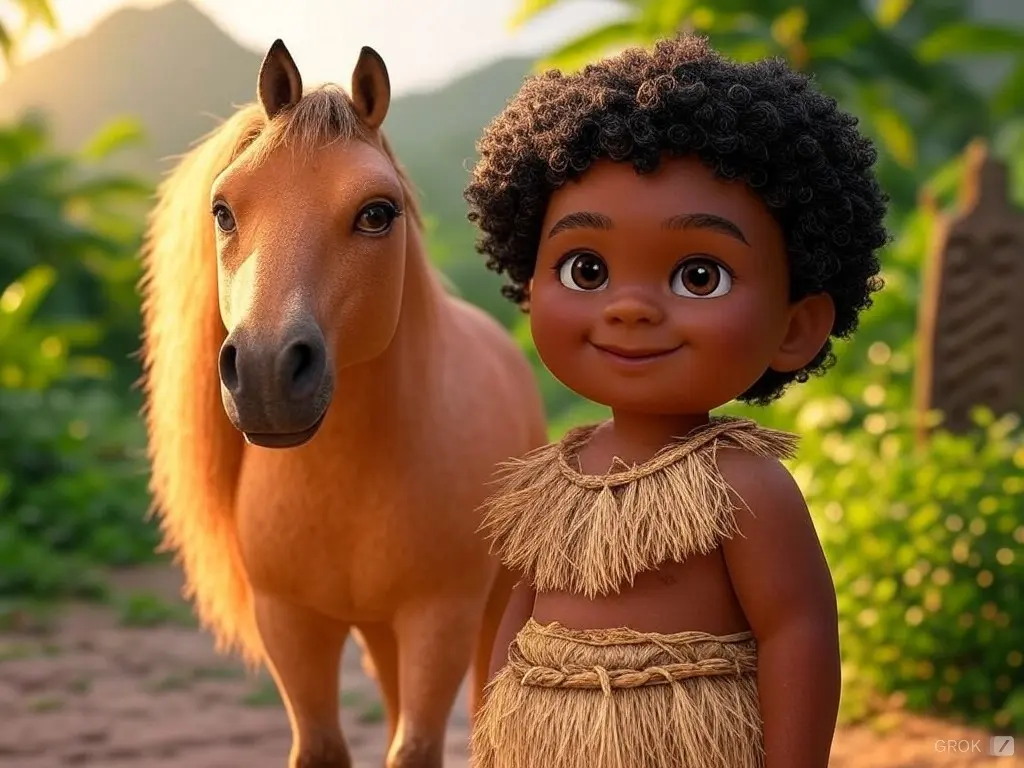 3D character of a boy with a horse