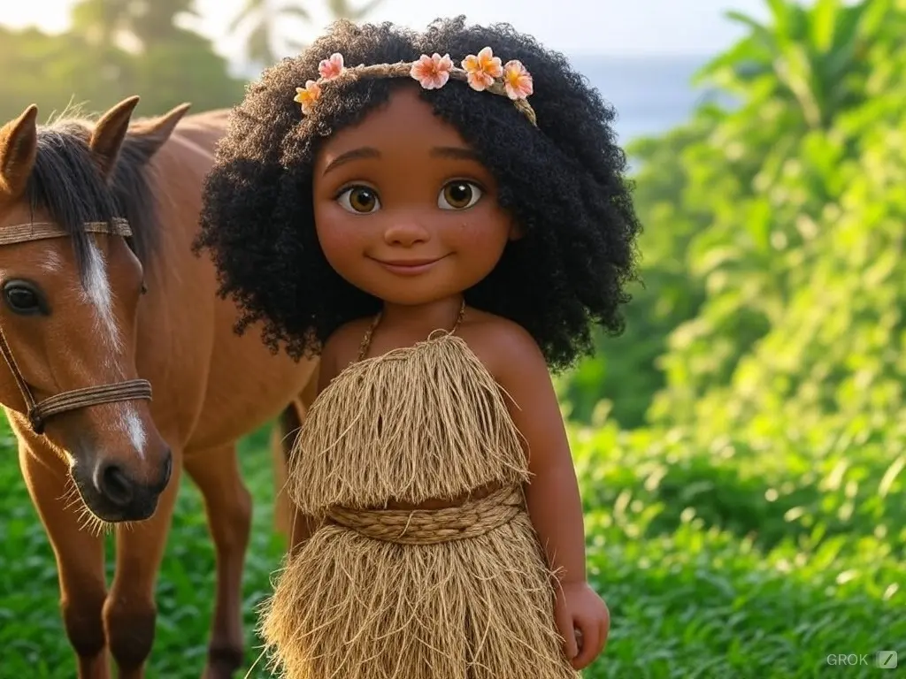 3D character of a girl with a horse