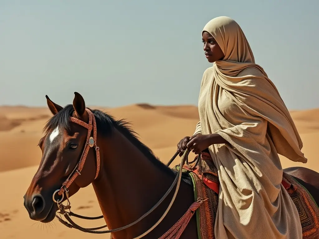 Traditional Somalia woman with a horse