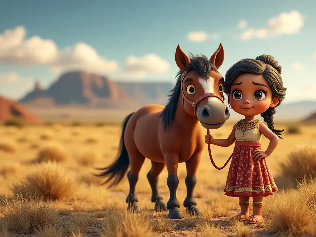 3D character of a girl with a horse