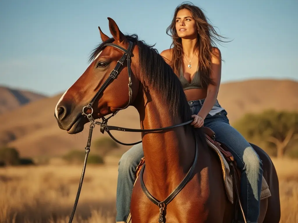 Traditional South African woman with a horse