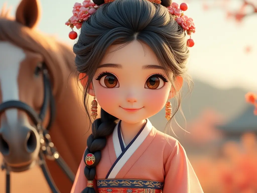 3D character of a girl with a horse