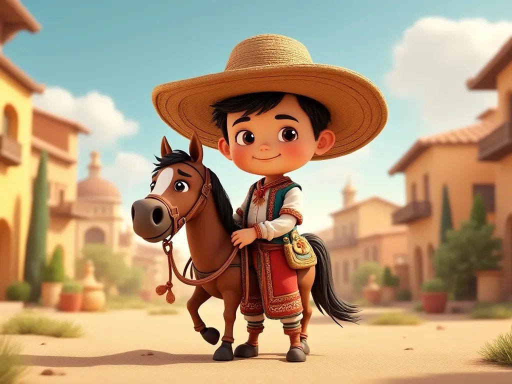 3D character of a boy with a horse