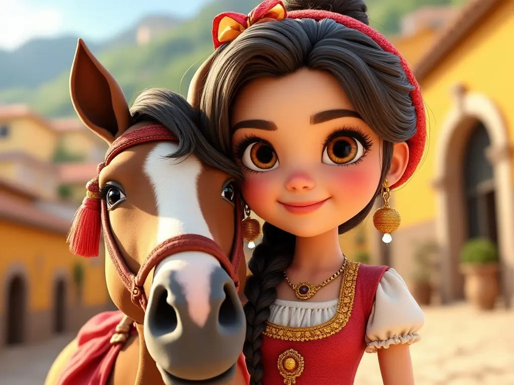 3D character of a girl with a horse