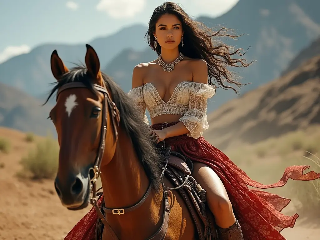 Traditional Spanish woman with a horse