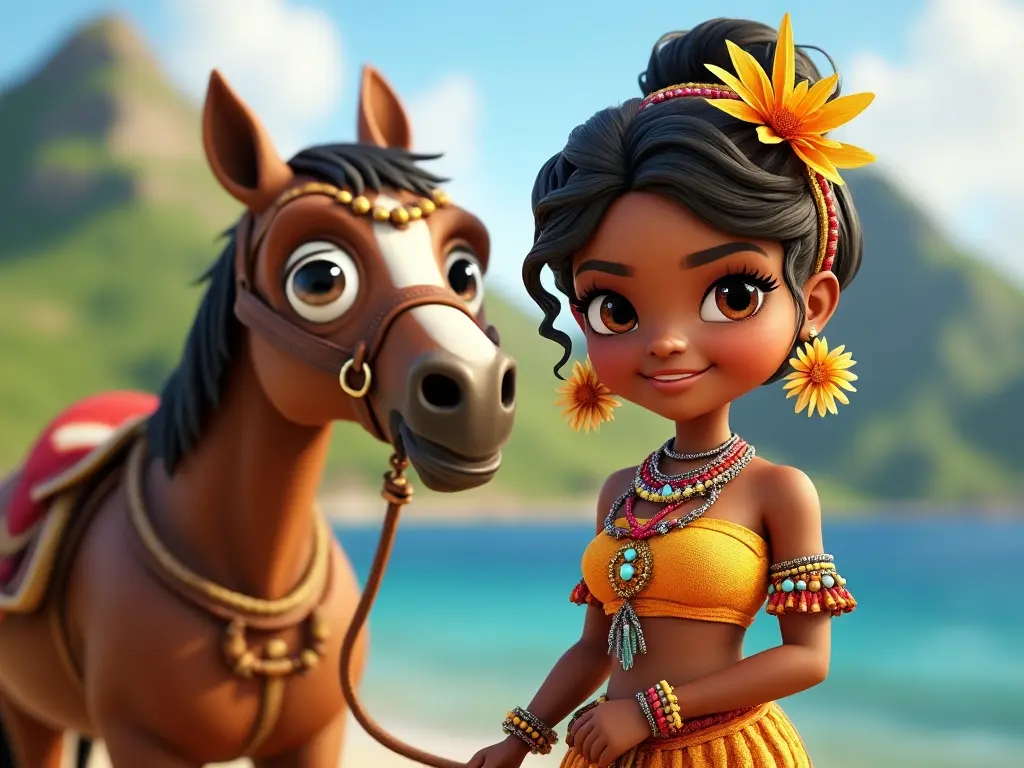 3D character of a girl with a horse