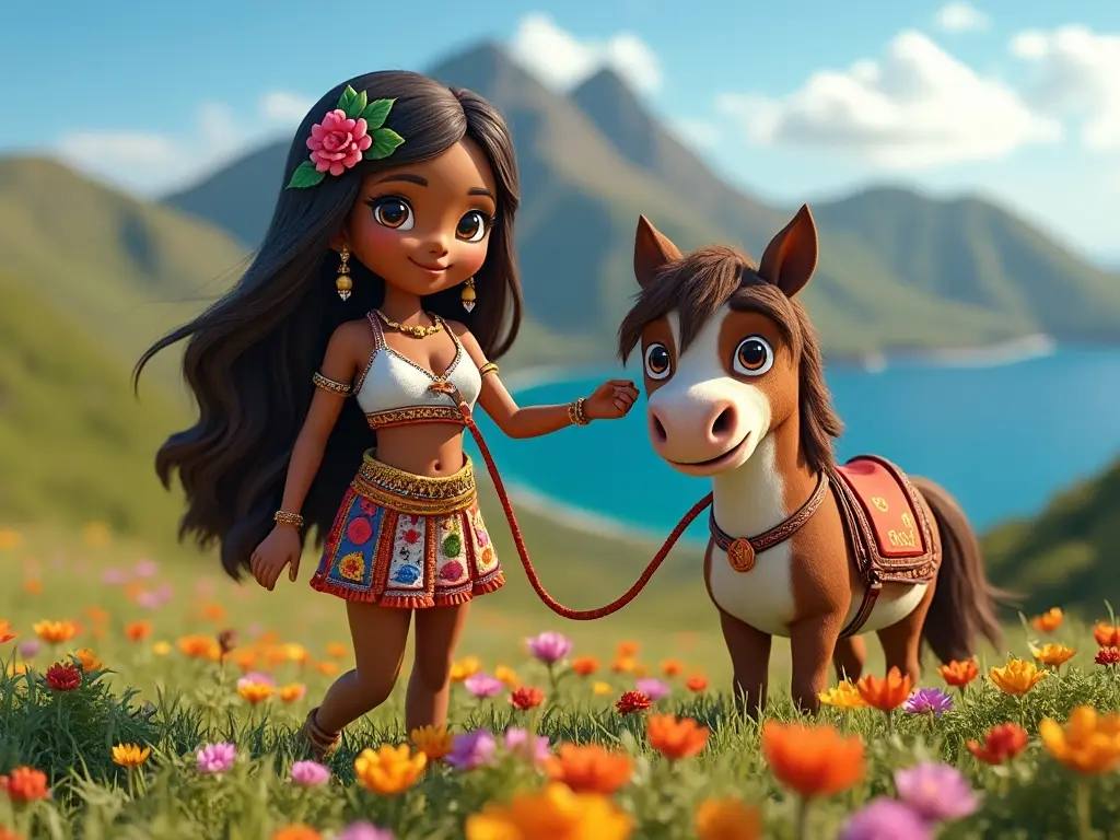 3D character of a girl with a horse