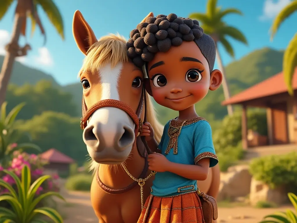 3D character of a boy with a horse