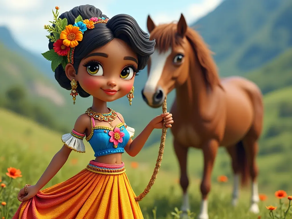 3D character of a girl with a horse