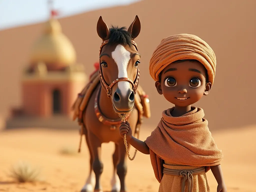 3D character of a boy with a horse