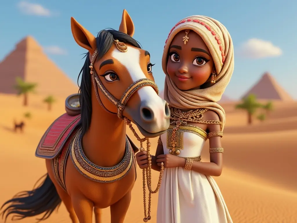 3D character of a girl with a horse