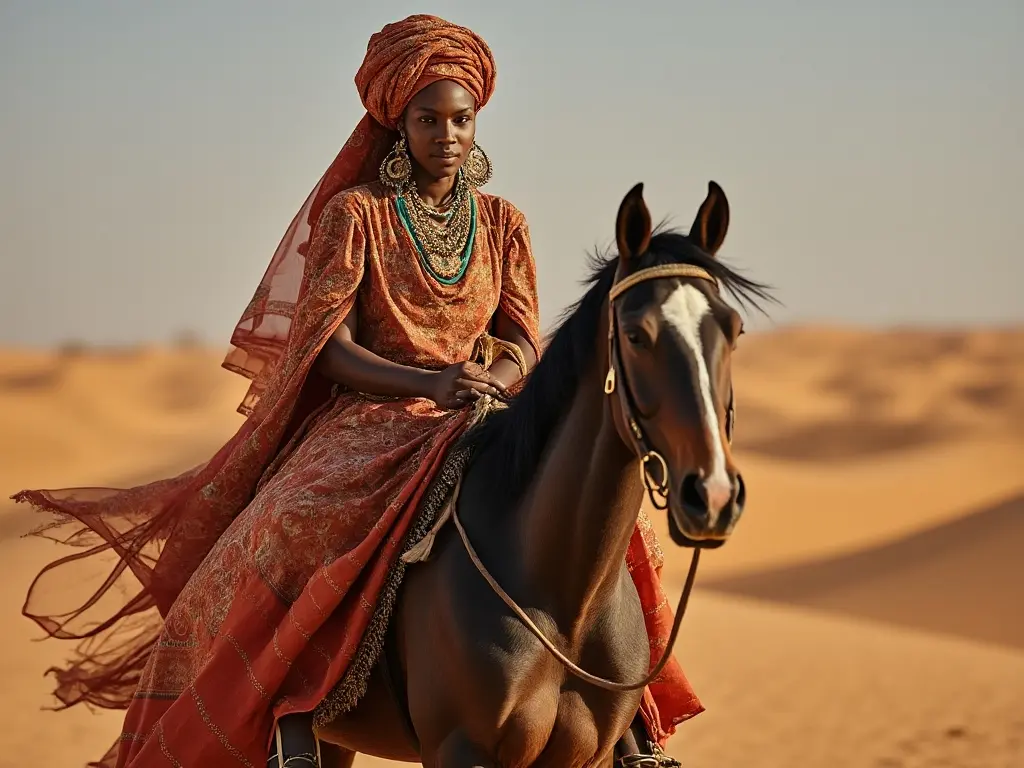 Traditional Sudanese woman with a horse