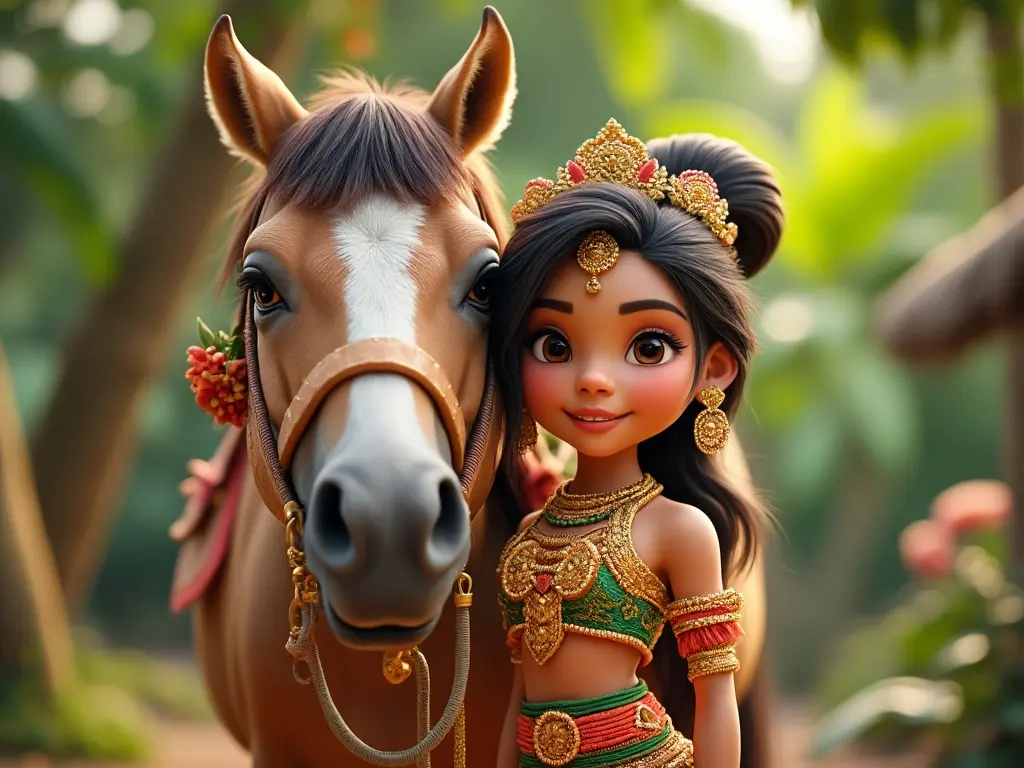 3D character of a girl with a horse