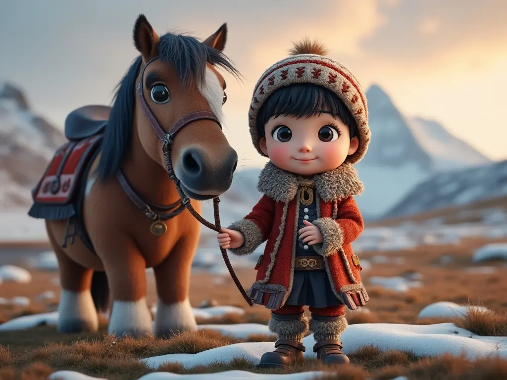 3D character of a boy with a horse