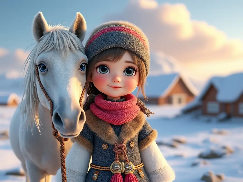 3D character of a girl with a horse