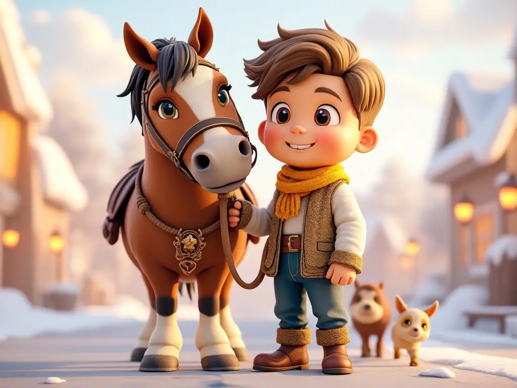 3D character of a boy with a horse