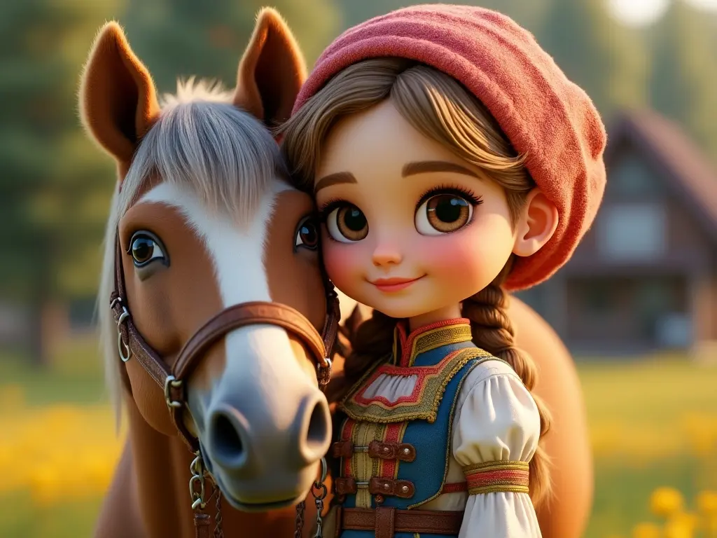 3D character of a girl with a horse