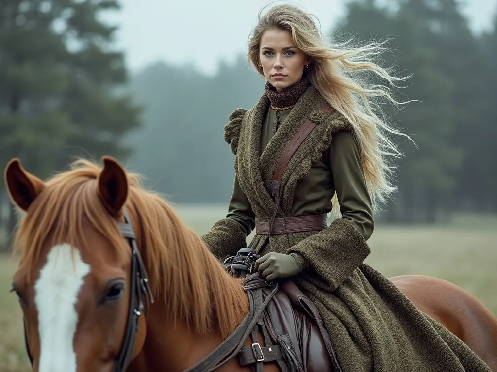 Traditional Swedish woman with a horse